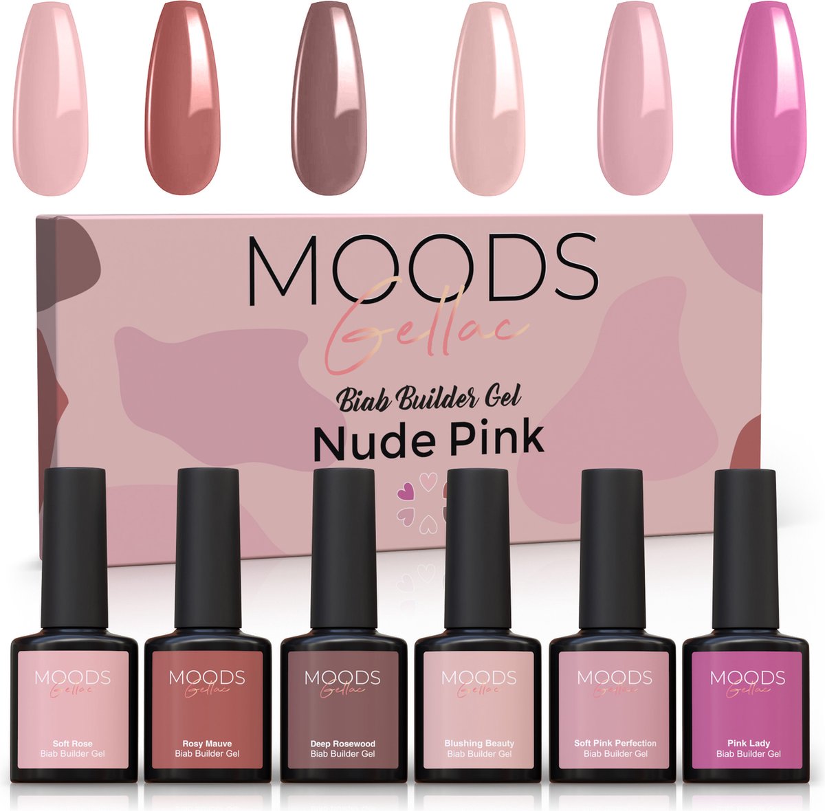 Productfoto van Moods Gellac BIAB - Builder in a Bottle – BIAB Nagel Builder Gel - Nude Pink - HEMA & TPO Free
