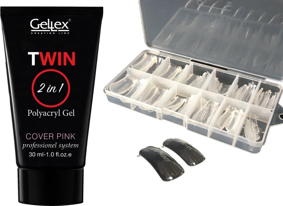 Polygel Cover pink 30 ml incl. Gratis Dual Nageltips 120st Geschikt