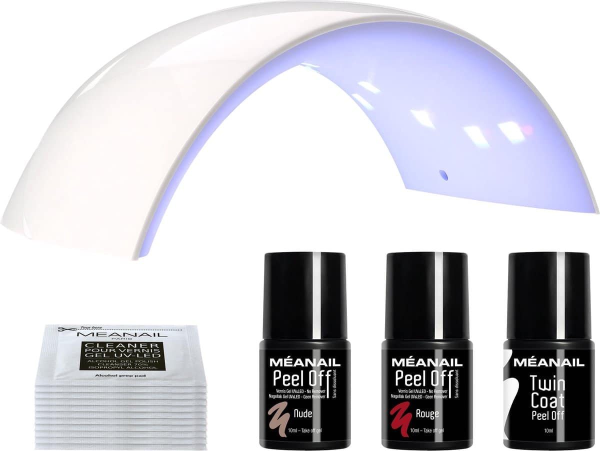 Starterspakket gellak MEANAIL UV LED lamp nude/rood Peel Off